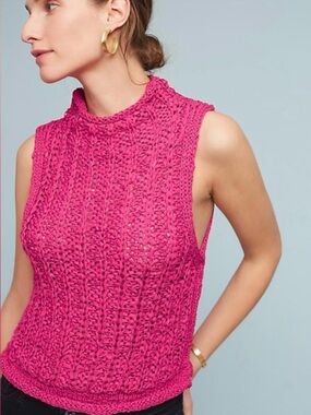 Anthropologie Moth sleeveless tape yarn crochet top
